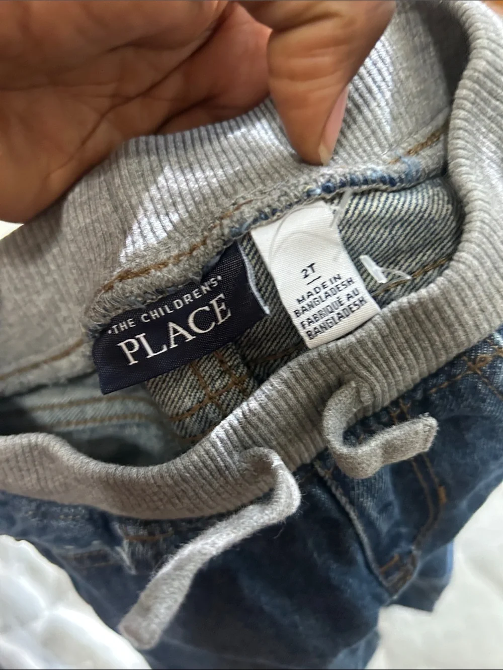 The Children's Place Dark Blue Denim Jeans with Gray Knit Waistband